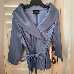 Women’s Alex Evenings light blue taffeta shirt in size 14